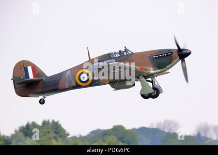 Un Hawker Hurricane qui décolle de l'Royal International Air Tattoo à Fairford 2018 RAF, UK Banque D'Images