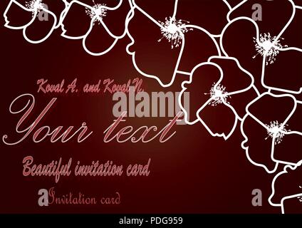 Carte Vintage floral avec les contours. Fleurs de Sakura. Illustration de Vecteur