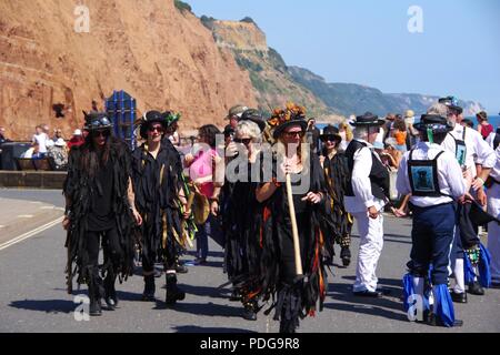 Wrecker Border Morris Dancers à Sidmouth Folk Festival, l'est du Devon, Royaume-Uni. Août, 2018. Banque D'Images