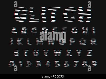 Glitch font. Lettre de l'alphabet numérique. Style tendance type lettrage Illustration de Vecteur