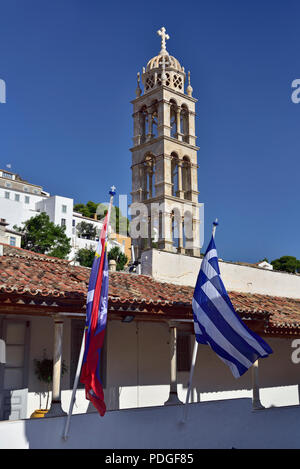 Église de l'Assomption de la Vierge Marie et musée ecclésiastique dans la ville d''Hydra, l'île d'Hydra, Grèce Banque D'Images