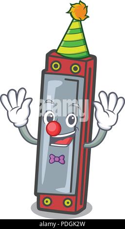 Clown harmonica mascot cartoon style Illustration de Vecteur