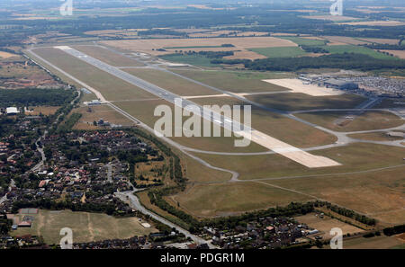 Vue aérienne de la piste de l'aéroport de Doncaster Sheffield Banque D'Images