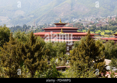 La ville de Thimphu, capitale du Bhoutan. Banque D'Images