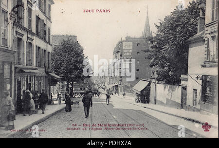 126 F Fleury CCCC 54 - TOUT PARIS - rue de Ménilmontant - clocher de l'église Notre-Dame-de-la-Croix Banque D'Images