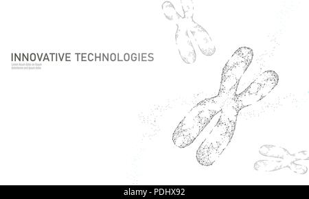 Structure de l'ADN chromosomique medicine concept. Low poly thérapie génique triangle polygonale guérir les maladies génétiques. Ingénierie OGM CRISPR Ar9 innovation technologie moderne science banner vector illustration Illustration de Vecteur