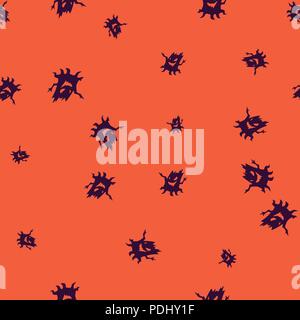 Motif Halloween arbre sans couture. Vector illustration. Arbre violet sur fond orange. Tous les Saints Eve. Illustration de Vecteur