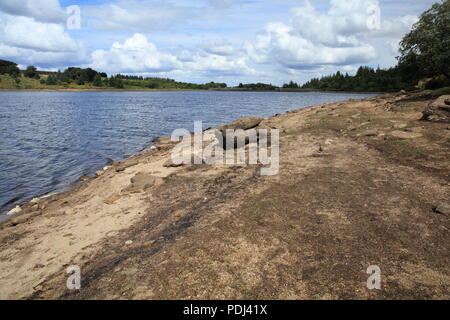 Réservoir de Fernworthy montre des signes de sécheresse, Dartmoor National Park, Devon, England, UK Banque D'Images