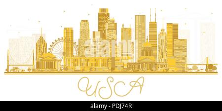 USA City Skyline Silhouette aux gratte-ciel d'or et de repère. Vector Illustration. Les voyages d'affaires et tourisme Concept avec l'architecture moderne. Illustration de Vecteur