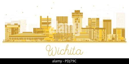 Wichita Kansas City Skyline Silhouette d'or. Vector illustration. Concept simple pour le tourisme présentation, bannière, un placard ou un site web. Illustration de Vecteur