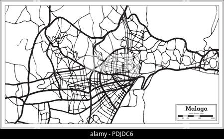 Malaga espagne Plan de ville en style rétro. Une carte de Noël. Vector Illustration. Illustration de Vecteur