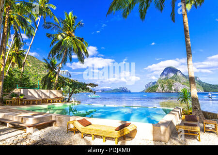 Belle plage de El Nido, Palawan Philippines,. Banque D'Images