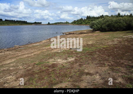 Réservoir de Fernworthy montre des signes de sécheresse, Dartmoor National Park, Devon, England, UK Banque D'Images