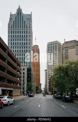 Les gratte-ciel modernes au centre-ville de Detroit, Michigan Banque D'Images