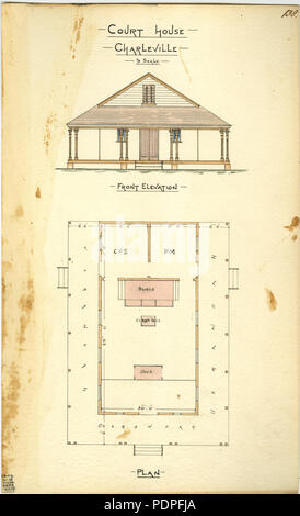14 Le dessin architectural de la Court House, Charleville, 14 Janvier 1885 Banque D'Images