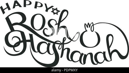 Happy Rosh Hashanah hand drawn vector illustration lettrage. Illustration de Vecteur