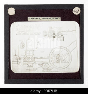 77 Diapositive - Tangyes Ltd, moteur à gaz de Robson, vers 1880 Banque D'Images