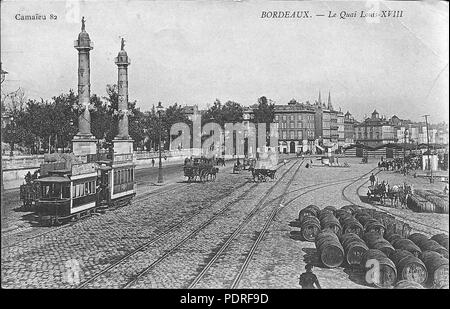 Tramway de Bordeaux 86 1905 Banque D'Images