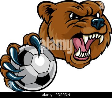 Bear Holding Soccer Ball Illustration de Vecteur