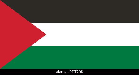 Image vectorielle de la Palestine drapeau. Basé sur le drapeau palestinien exact et dimensions (2:1) et couleurs (Noir, Blanc, 356C et 186C) Illustration de Vecteur