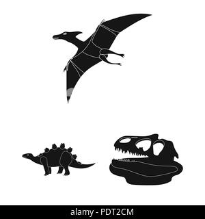 Dinosaures différents icônes noires dans set collection pour la conception. Animaux préhistoriques symbole vecteur illustration de stock. Illustration de Vecteur