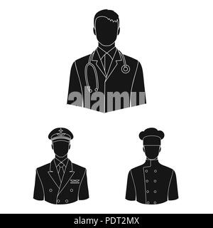 Les gens de différentes professions icônes noires dans set collection pour la conception. Travailleur et symbole vecteur illustration stock spécialiste. Illustration de Vecteur