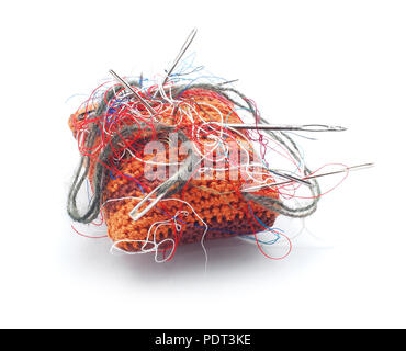 Articles de couture isolated on white Banque D'Images