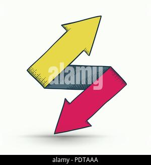 Deux flèches façon directions haut et bas style de dessin composé. Vector illustration. Illustration de Vecteur