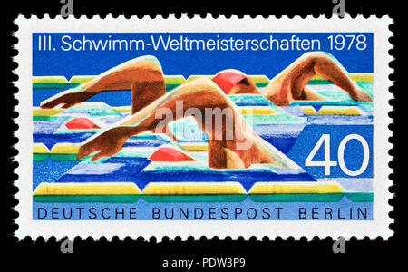 Timbre allemand (Berlin : 1978) : 3ème aux Championnats du Monde de Natation 1978 Banque D'Images