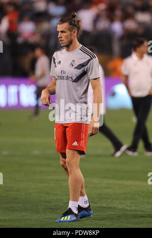 EAST RUTHERFORD, NJ - 7 août 2018 : Gareth Bale du Real Madrid # 11 avant match contre les Roms dans la Coupe des Champions International 2018 Banque D'Images