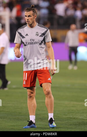 EAST RUTHERFORD, NJ - 7 août 2018 : Gareth Bale du Real Madrid # 11 avant match contre les Roms dans la Coupe des Champions International 2018 Banque D'Images