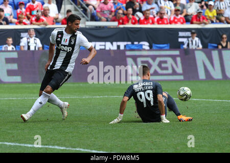 HARRISON, NJ - 28 juillet 2018 : gardien Vlachodimos Odisseas # 99 de Benfica enregistre au cours de la Coupe des Champions 2018 Tournoi international de football match Banque D'Images