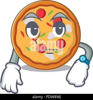 Pizza d'attente mascot cartoon style Illustration de Vecteur