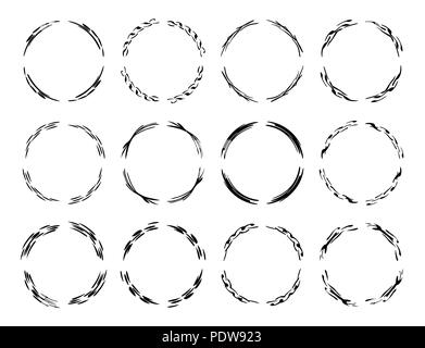 Ensemble de grunge ronde des cadres décoratifs. Les bordures décoratives vide isolé sur fond blanc. éléments pour la conception des cadres et des bannières. Illus vectoriel Illustration de Vecteur