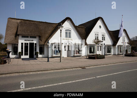Maisons aux toits de chaume, Kampen, Sylt, au nord de l'île de la Frise, Frise du Nord, Schleswig-Holstein, Allemagne, Europe Banque D'Images