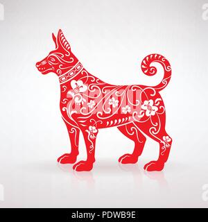 Le chien rouge stylisée sur un fond clair Illustration de Vecteur