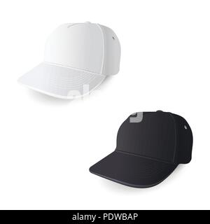 Casquette blanche et noire sur fond blanc Illustration de Vecteur