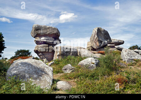 Brimham Rocks est une superbe collection de roches naturelles meule dans Yorkshire du Nord, géré par le National Trust. Banque D'Images