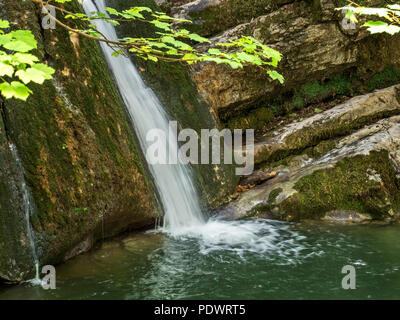 Janets Foss waterfall dans un bois près de Malham Yorkshire Dales England Banque D'Images