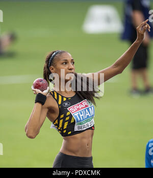 Berlin, Deutschland. 09Th Aug 2018. Nafissatou THIAM ; BEL, l'action. Siebenkampf Kugelstossen, sur 09.08.2018 Championnats d'Europe d'athlétisme 2018 à Berlin/Allemagne à partir de 06.08. - 12.08.2018. Utilisation dans le monde entier | Credit : dpa/Alamy Live News Banque D'Images