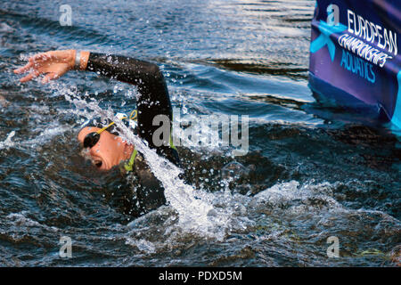 Le Loch Lomond, Ecosse, Royaume-Uni. 9 Août, 2018. L'Italie 156 Gabrielleschi (23) participe à la course de 10 km, final Pendant Jour 8 de l'European Championships 2018 Glasgow, à Loch Lomond et les Trossachs National Park. Banque D'Images