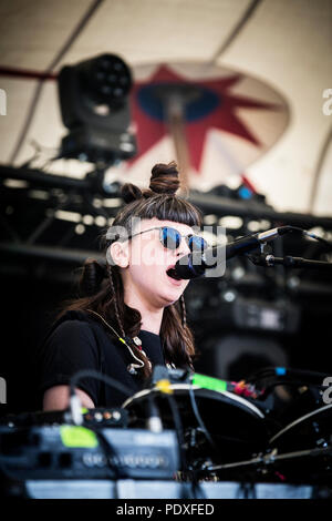 Danemark, copenhague - 10 août, 2018. Le American-Syrian auteur-compositeur-interprète et musicien KÁRYYN effectue un concert live au cours de la Danish Music Festival 2018 festival Haven à Copenhague. (Photo crédit : Gonzales Photo - Christian Hjorth). Banque D'Images