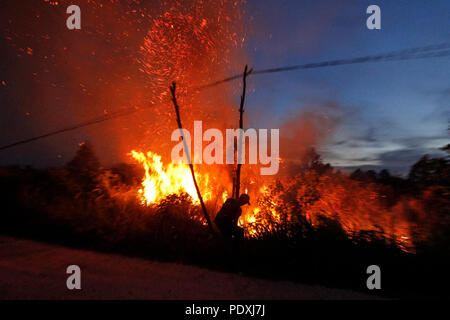 Riau, l'Indonésie, 10 mai 2018. Dans chaque scrutin annuel landfire en saison sèche, Tapung Regency Kampar, dans la province de Riau, l'Indonésie, le 10 août 2018. Credit : Hadly Vavaldi/Alamy Live News Banque D'Images