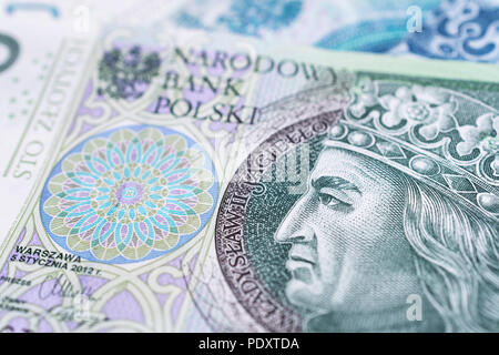 Close up sur un billet de 100 zloty polonais Banque D'Images