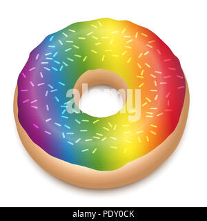 De couleur arc-en-ciel donut avec Nutrifer - illustration sur fond blanc. Banque D'Images