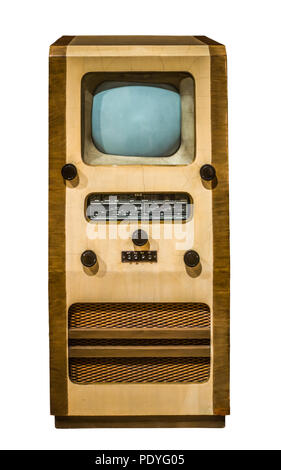 Retro Vintage isolé Cabinet britannique de la télévision et radio Set Banque D'Images