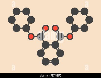 Phtalate dicyclohexyl (DCP) molécule de plastifiant. Formule topologique stylisé (structure chimique) : les atomes sont représentés par des cercles de couleur : l'hydrogène (caché), carbone (gris), l'oxygène (rouge). Banque D'Images