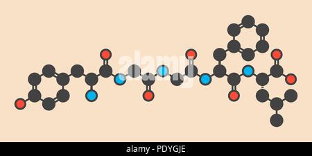 Leu-enképhaline peptide opioïde endogène molécule. Formule topologique stylisé (structure chimique) : les atomes sont représentés par des cercles de couleur : l'hydrogène (caché), carbone (gris), l'oxygène (rouge), l'azote (bleu). Banque D'Images