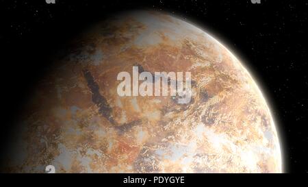 Artwork d'une éventuelle future Terre, son atmosphère criblée de la poussière et la pollution, sa surface sèche. Cette vue montre le continent de l'Afrique. Banque D'Images