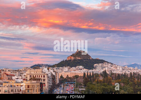 Le mont Lycabette à Athènes, Grèce Banque D'Images